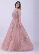 Stunning Pink Wedding Gown With Mirror Work